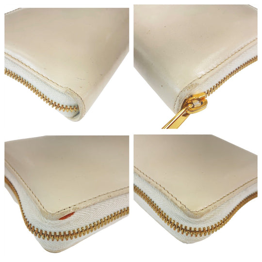 GUCCI Long Wallet Purse 621889 leather Off White Gold Metal Long Wallet Purse Round Zip Horsebit Women Used Authentic