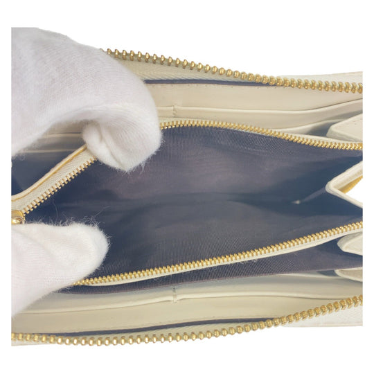 GUCCI Long Wallet Purse 621889 leather Off White Gold Metal Long Wallet Purse Round Zip Horsebit Women Used Authentic