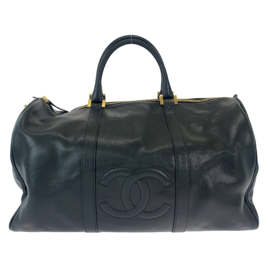 CHANEL Boston Duffel bag Caviar skin Black GoldMetal Boston Duffel bag Handbag COCO Mark Women Used Authentic
