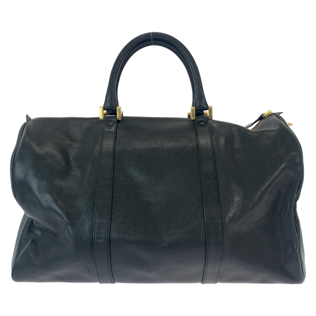 CHANEL Boston Duffel bag Caviar skin Black GoldMetal Boston Duffel bag Handbag COCO Mark Women Used Authentic
