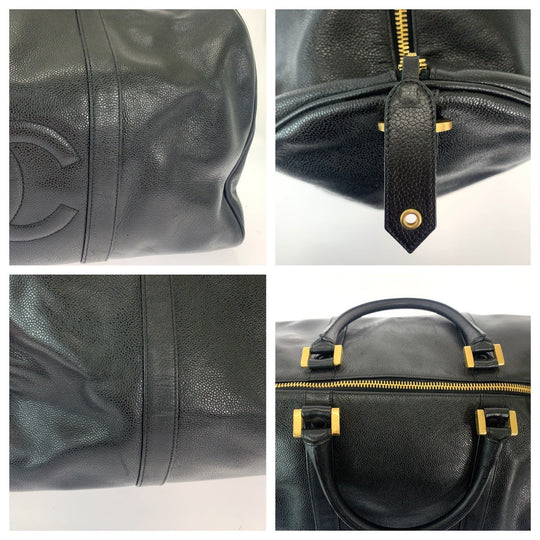 CHANEL Boston Duffel bag Caviar skin Black GoldMetal Boston Duffel bag Handbag COCO Mark Women Used Authentic