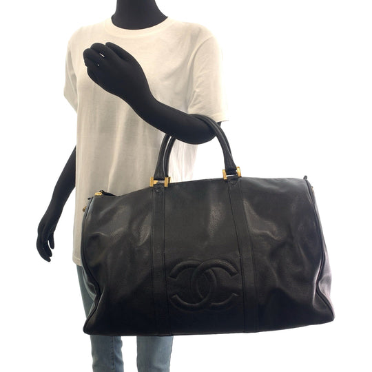 CHANEL Boston Duffel bag Caviar skin Black GoldMetal Boston Duffel bag Handbag COCO Mark Women Used Authentic