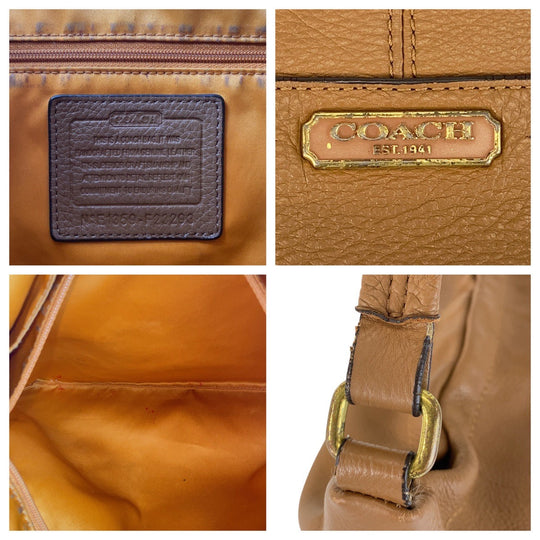 COACH Shoulder Bag E1359-F23293 leather Brown Gold Metal Hobo Women Used Authentic