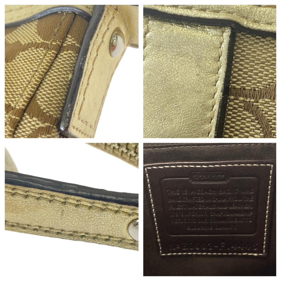 COACH Shoulder Bag canvas gold Signature