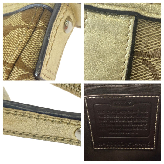 COACH Shoulder Bag canvas gold Signature