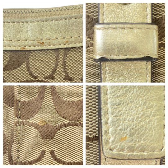 COACH Shoulder Bag canvas gold Signature