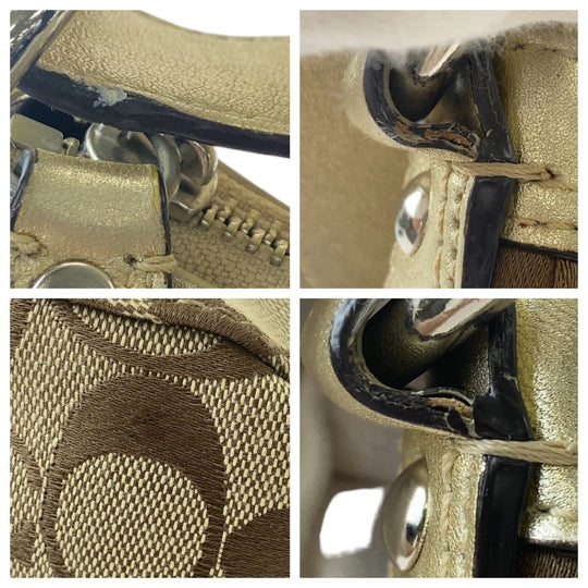 COACH Shoulder Bag canvas gold Signature