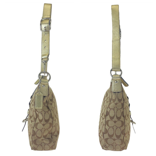 COACH Shoulder Bag canvas gold Signature