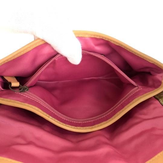 COACH Shoulder Bag C05S-8A29 leather Beige Camel Gold Metal Women Used Authentic