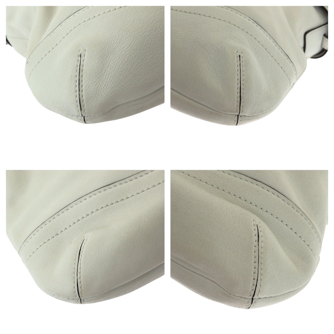 COACH Shoulder Bag 1452 leather White SilverMetal Shoulder Bag Women Used Authentic