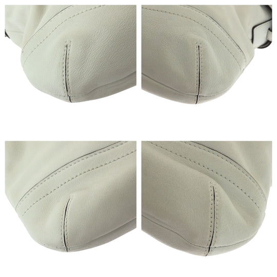 COACH Shoulder Bag 1452 leather White SilverMetal Shoulder Bag Women Used Authentic