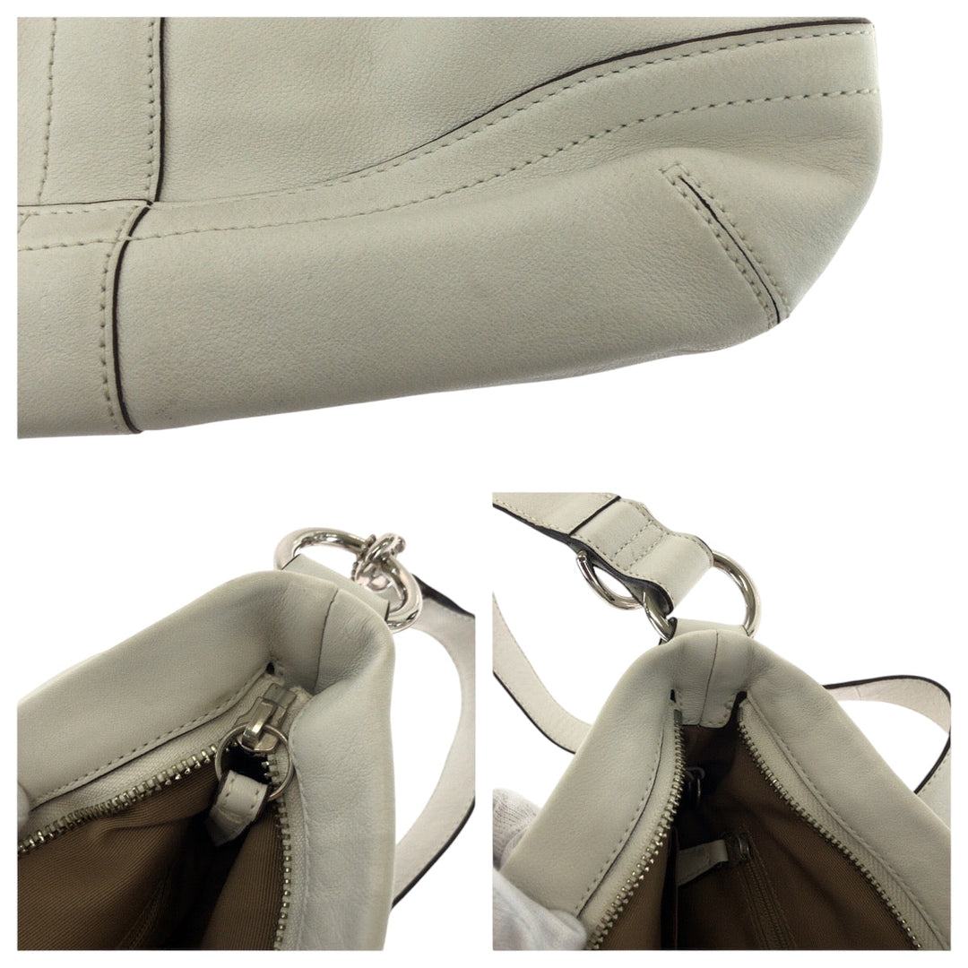 COACH Shoulder Bag 1452 leather White SilverMetal Shoulder Bag Women Used Authentic