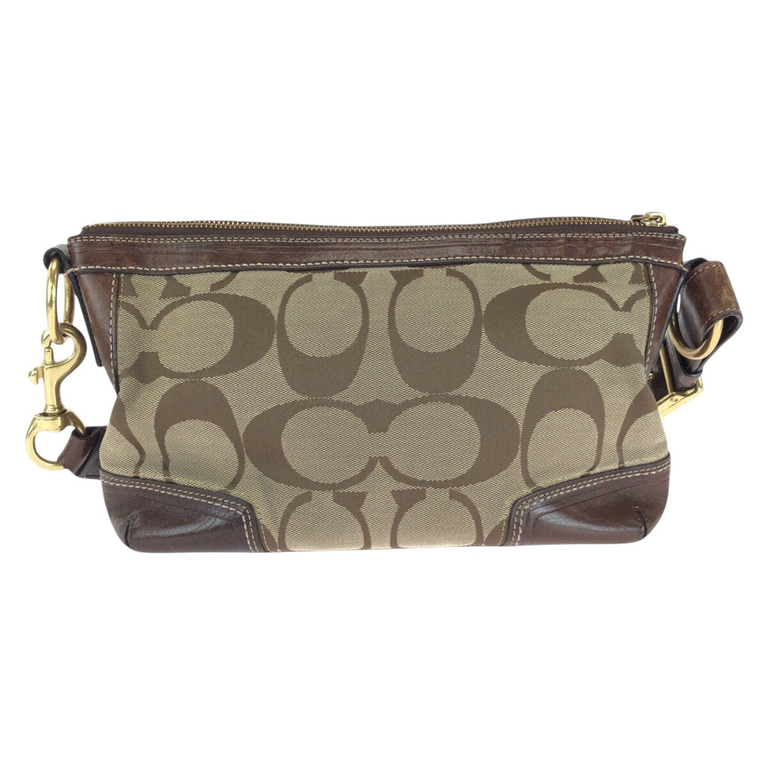 COACH Shoulder Bag 11017 canvas Brown Beige Gold Metal Signature