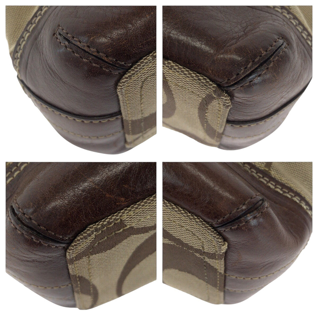 COACH Shoulder Bag 11017 canvas Brown Beige Gold Metal Signature