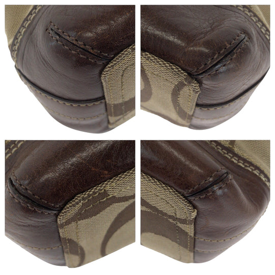 COACH Shoulder Bag 11017 canvas Brown Beige Gold Metal Signature