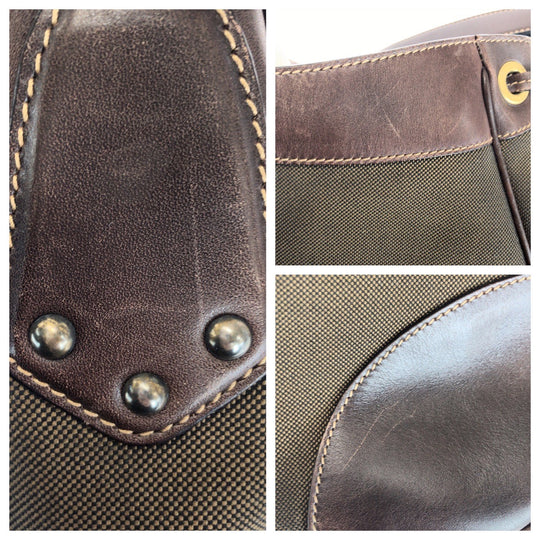 COACH Shoulder Bag 11017 canvas Brown Beige Gold Metal Signature