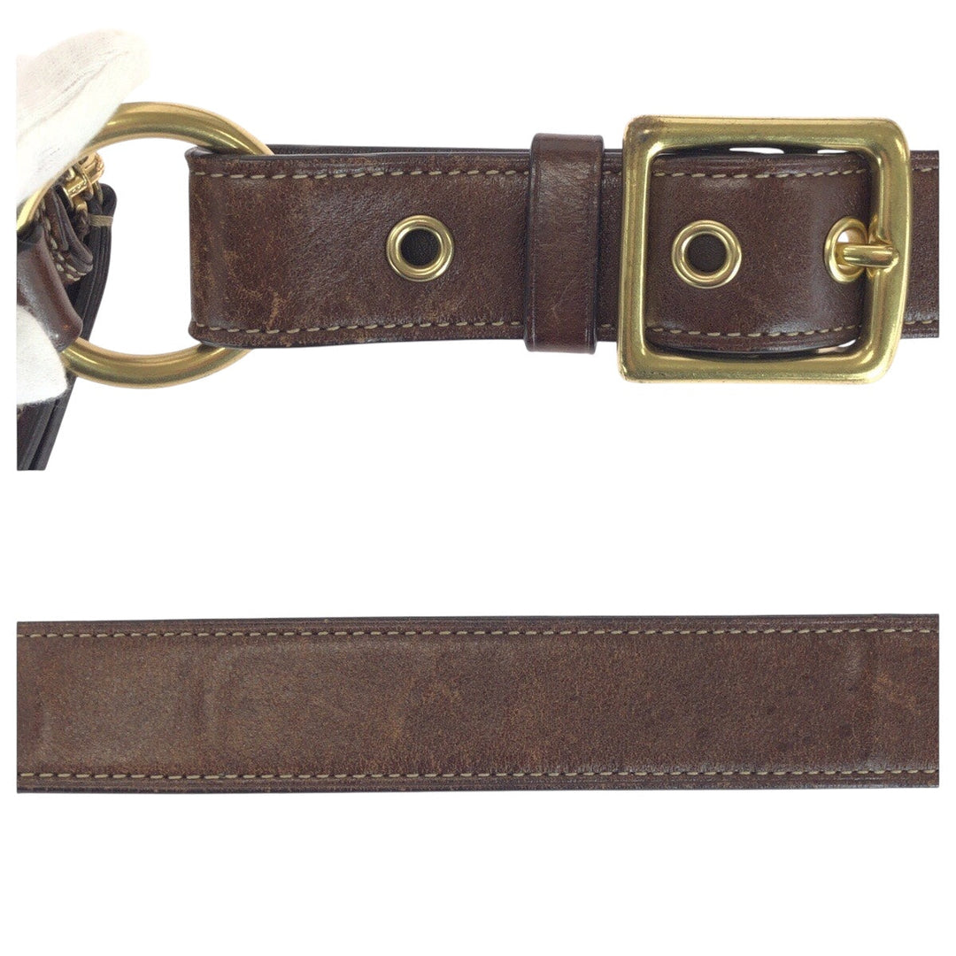 COACH Shoulder Bag 11017 canvas Brown Beige Gold Metal Signature