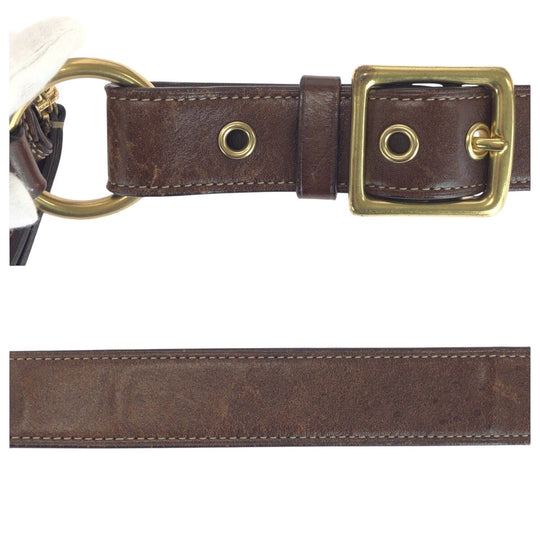 COACH Shoulder Bag 11017 canvas Brown Beige Gold Metal Signature