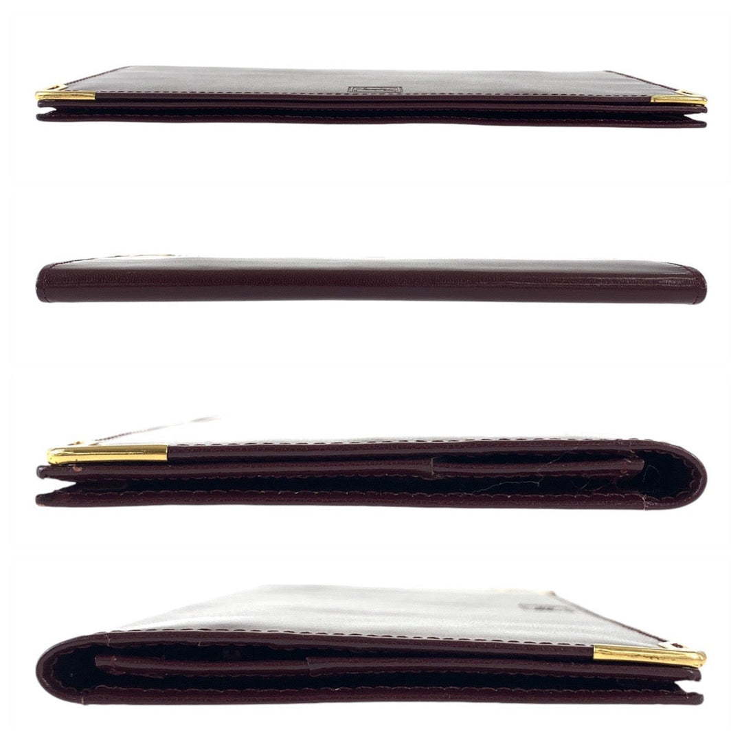 Yves Saint Laurent Long Wallet Purse leather wine-red YSL