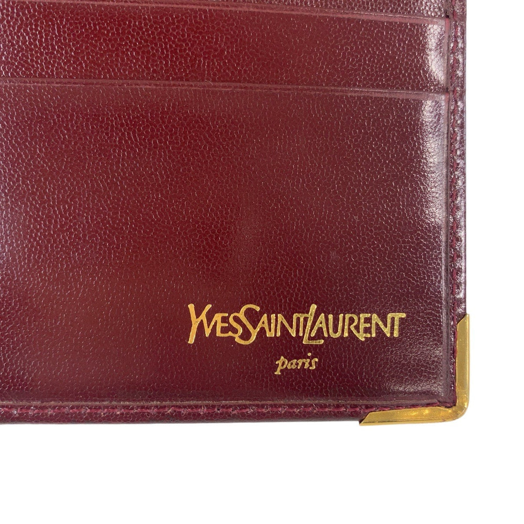 Yves Saint Laurent Long Wallet Purse leather wine-red YSL