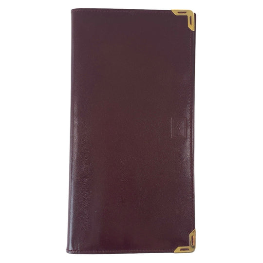 Yves Saint Laurent Long Wallet Purse leather wine-red YSL