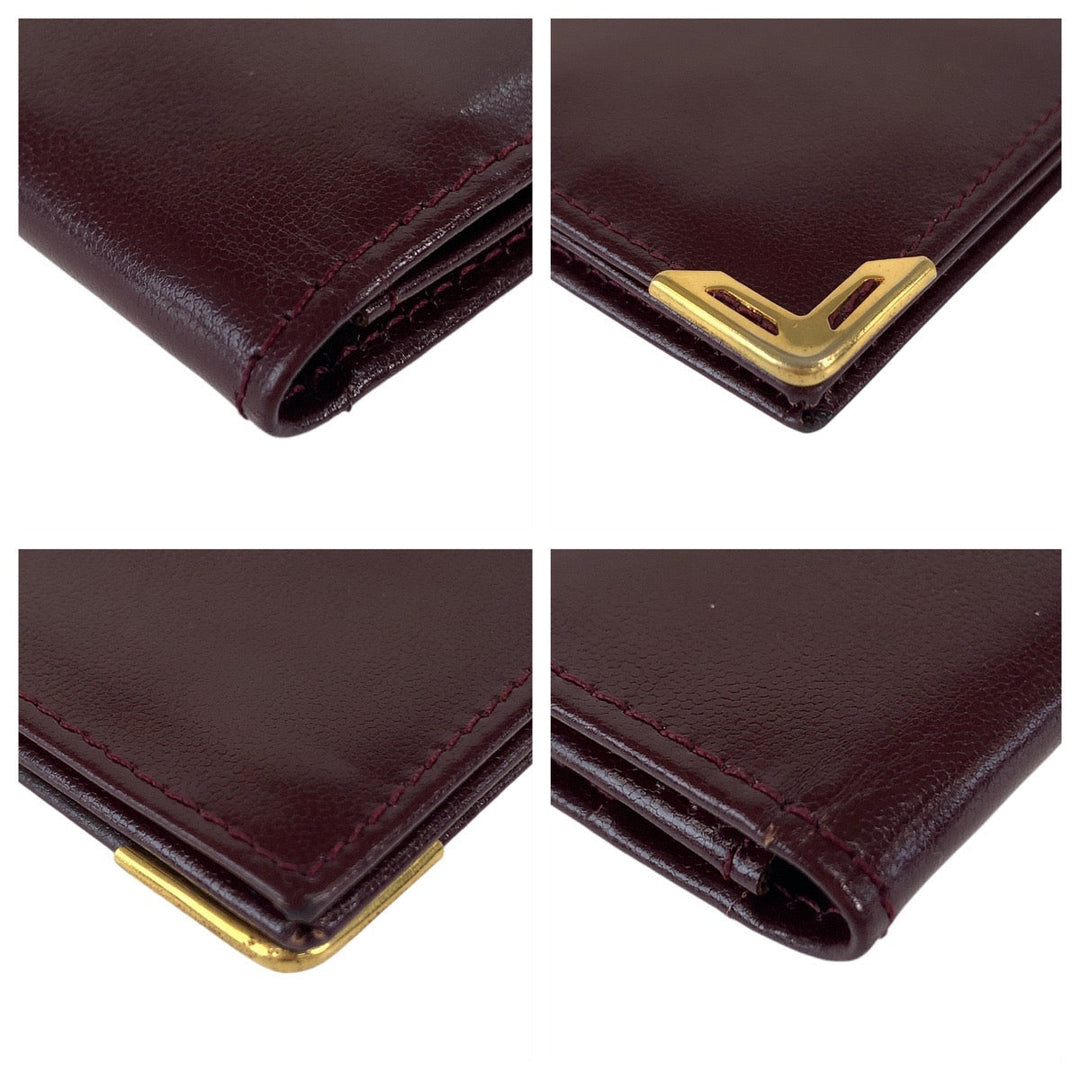 Yves Saint Laurent Long Wallet Purse leather wine-red YSL
