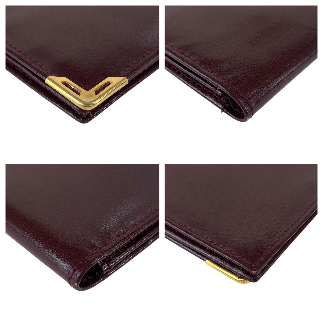 Yves Saint Laurent Long Wallet Purse leather wine-red YSL