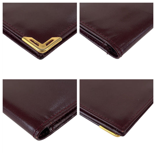 Yves Saint Laurent Long Wallet Purse leather wine-red YSL