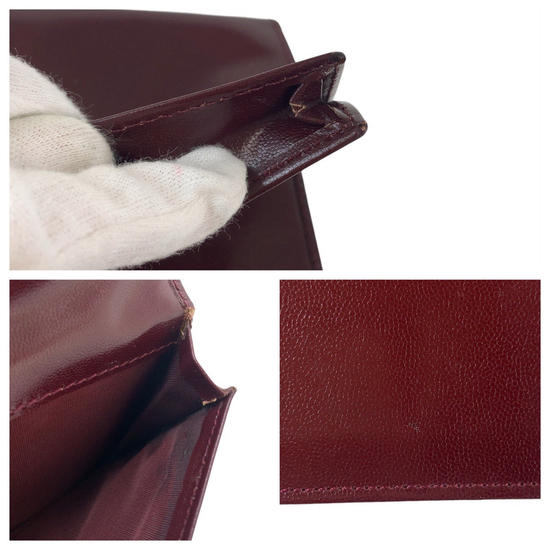 Yves Saint Laurent Long Wallet Purse leather wine-red YSL