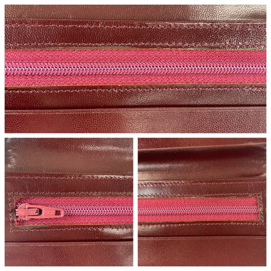 Yves Saint Laurent Long Wallet Purse leather wine-red YSL