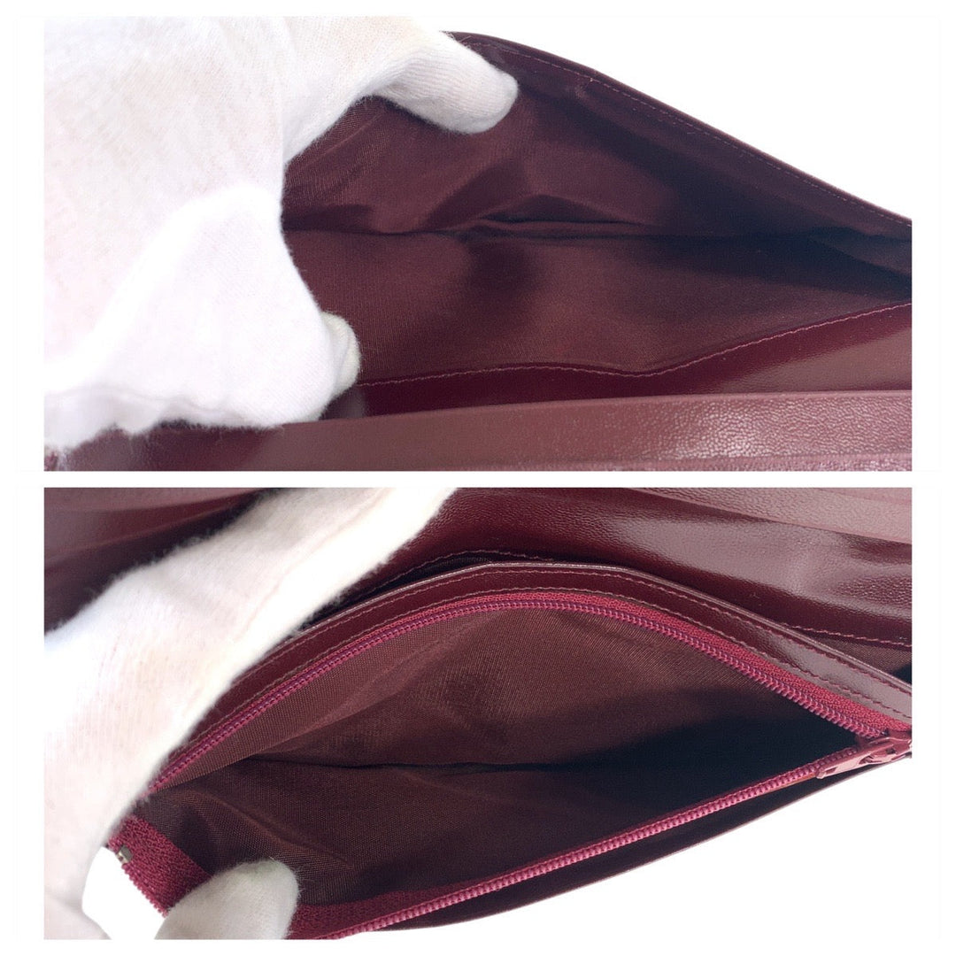 Yves Saint Laurent Long Wallet Purse leather wine-red YSL