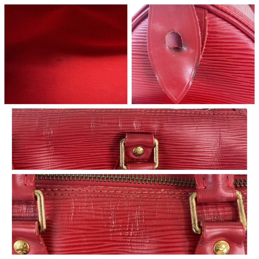 LOUIS VUITTON Handbag M43017 leather Castilian Red Gold Metal Handbags Mini Boston Duffel bag Epi Speedy 25 Women Used Authentic
