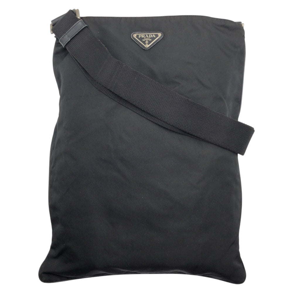 PRADA Shoulder Bag Nylon Black Silver Metal Shoulder bag Messenger bag Test Triangular logo mens Used Authentic