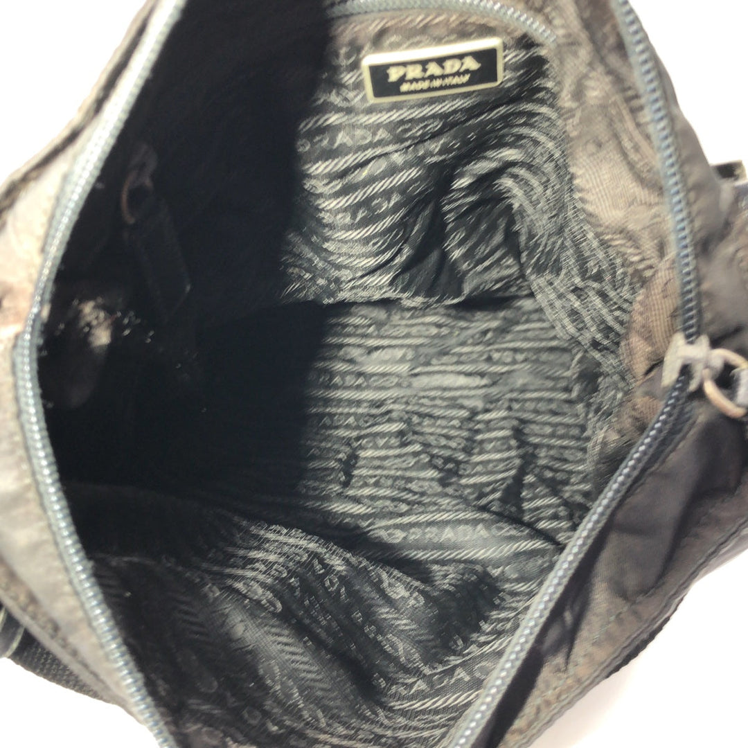 PRADA Shoulder Bag Nylon Black Silver Metal Shoulder bag Messenger bag Test Triangular logo mens Used Authentic