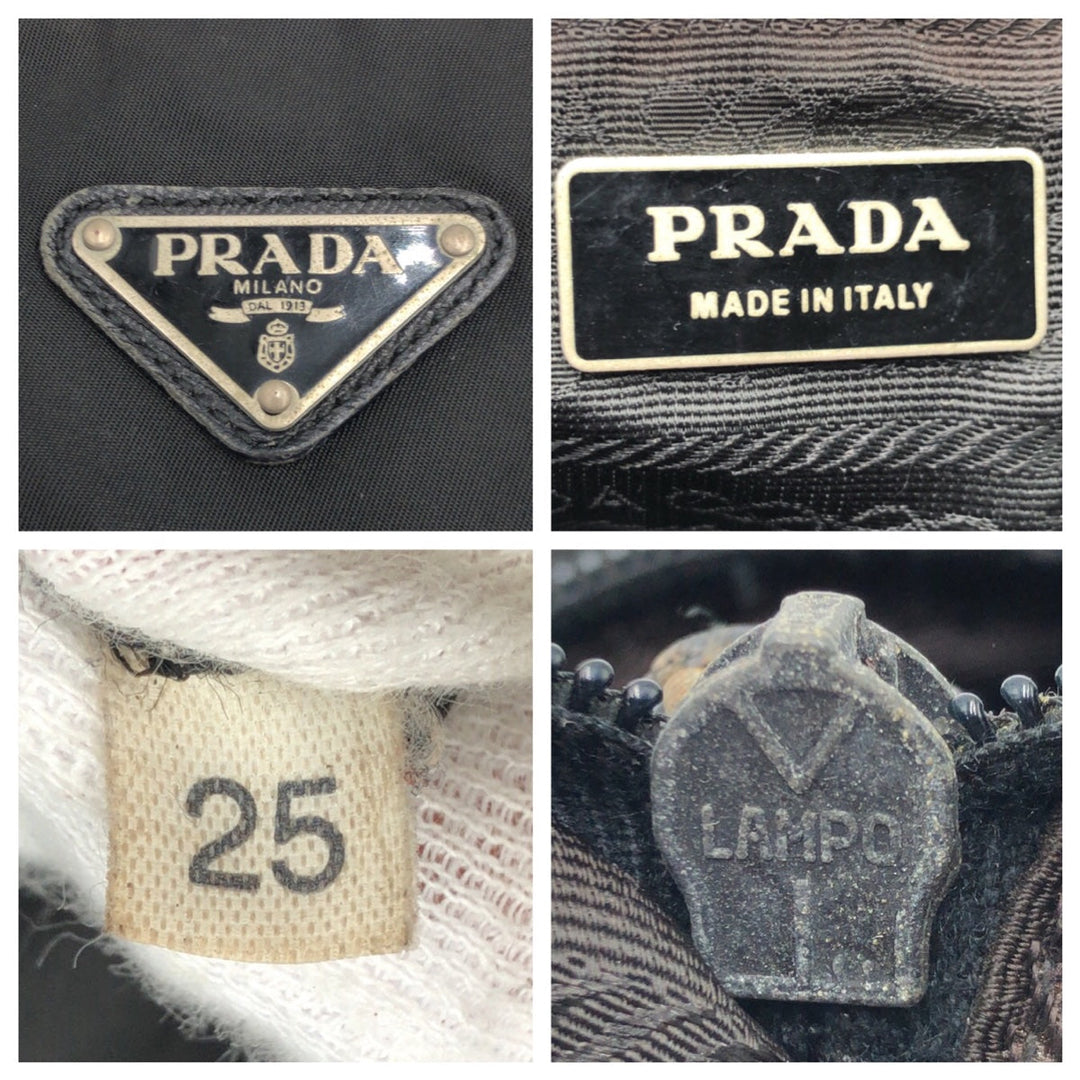 PRADA Shoulder Bag Nylon Black Silver Metal Shoulder bag Messenger bag Test Triangular logo mens Used Authentic