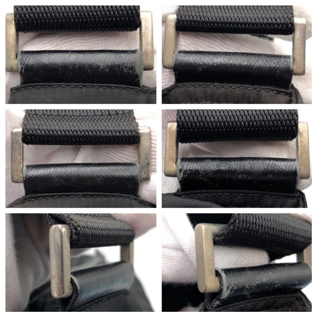 PRADA Shoulder Bag Nylon Black Silver Metal Shoulder bag Messenger bag Test Triangular logo mens Used Authentic