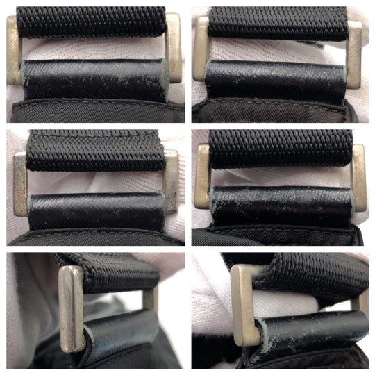 PRADA Shoulder Bag Nylon Black Silver Metal Shoulder bag Messenger bag Test Triangular logo mens Used Authentic