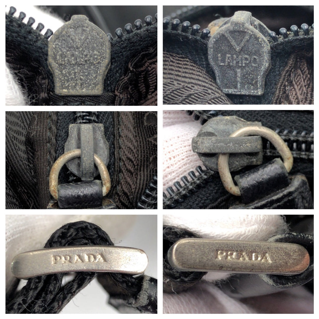 PRADA Shoulder Bag Nylon Black Silver Metal Shoulder bag Messenger bag Test Triangular logo mens Used Authentic