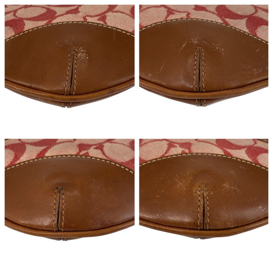 COACH Shoulder Bag C2K-6034 Canvas, Leather Pink Brown SilverMetal Hobo Shoulder Bag Signature Women Used Authentic