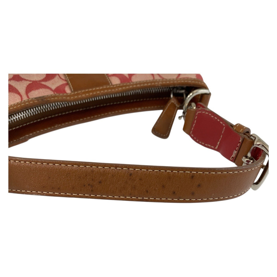 COACH Shoulder Bag C2K-6034 Canvas, Leather Pink Brown SilverMetal Hobo Shoulder Bag Signature Women Used Authentic