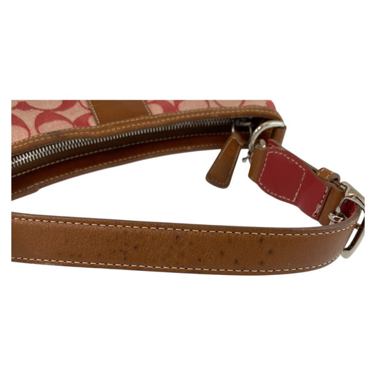 COACH Shoulder Bag C2K-6034 Canvas, Leather Pink Brown SilverMetal Hobo Shoulder Bag Signature Women Used Authentic