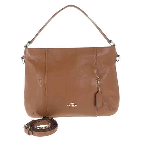 COACH Shoulder Bag leather Brown Gold Metal Shoulder Bag Handbag 2WAY Women Used Authentic