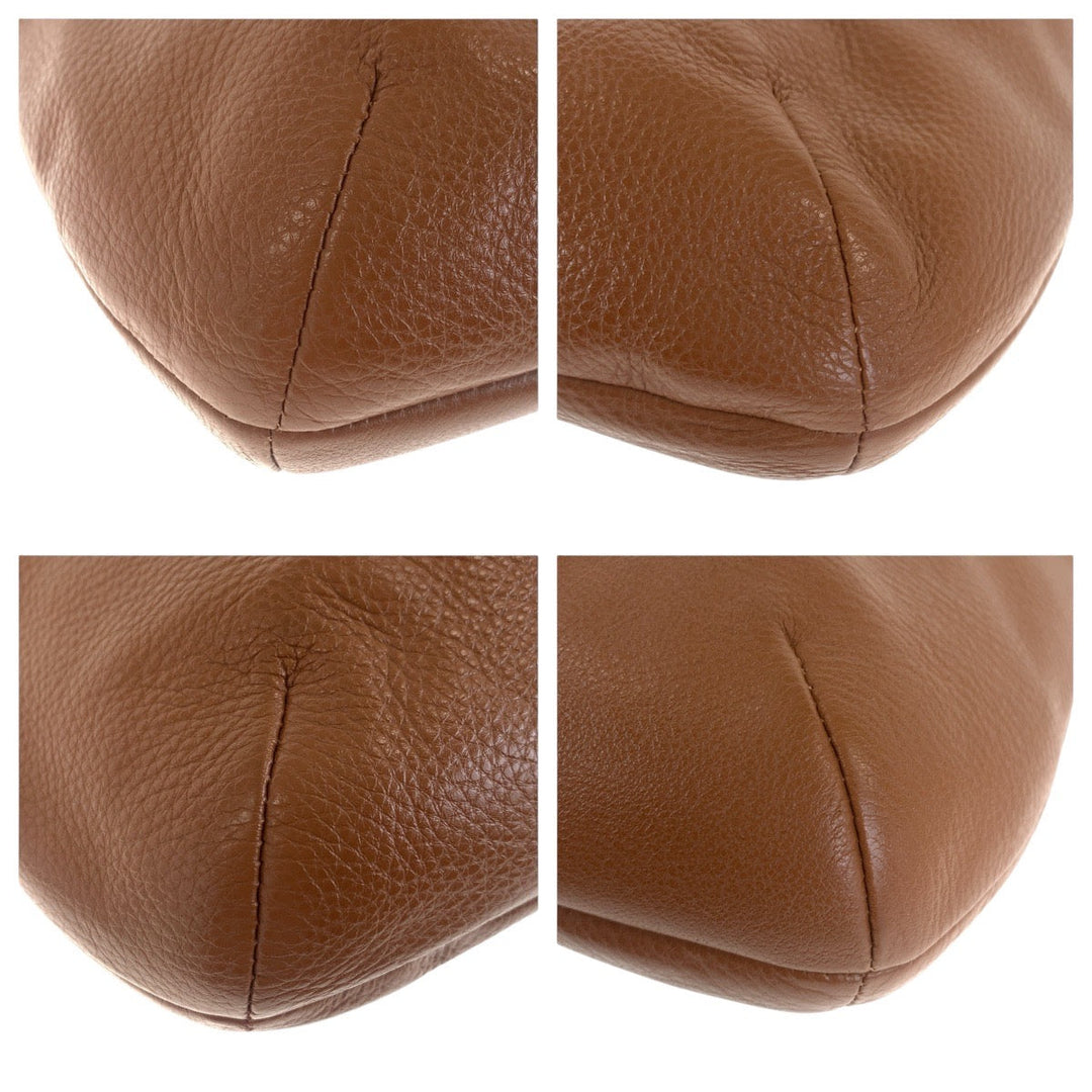 COACH Shoulder Bag leather Brown Gold Metal Shoulder Bag Handbag 2WAY Women Used Authentic