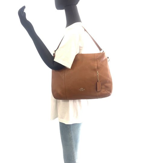 COACH Shoulder Bag leather Brown Gold Metal Shoulder Bag Handbag 2WAY Women Used Authentic