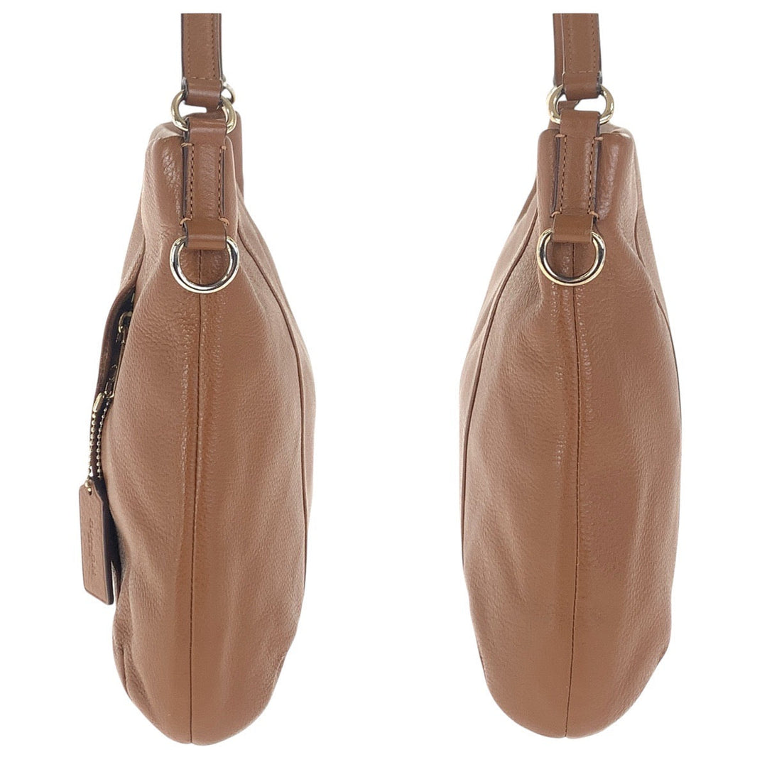 COACH Shoulder Bag leather Brown Gold Metal Shoulder Bag Handbag 2WAY Women Used Authentic