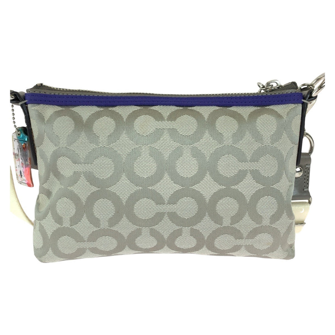 COACH Shoulder Bag canvas gray Signature poppy