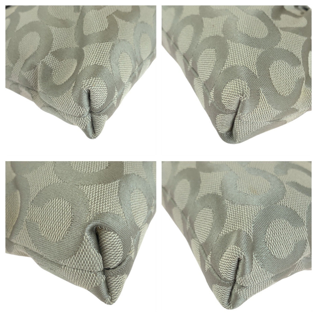 COACH Shoulder Bag canvas gray Signature poppy