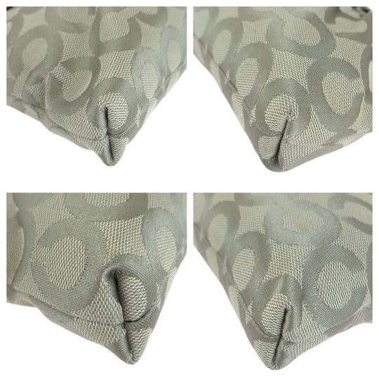 COACH Shoulder Bag canvas gray Signature poppy