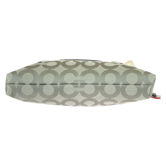 COACH Shoulder Bag canvas gray Signature poppy
