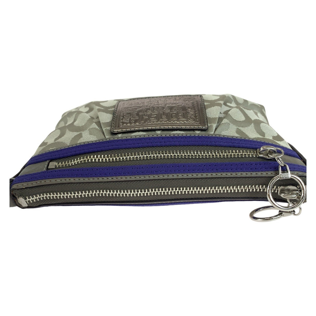 COACH Shoulder Bag canvas gray Signature poppy